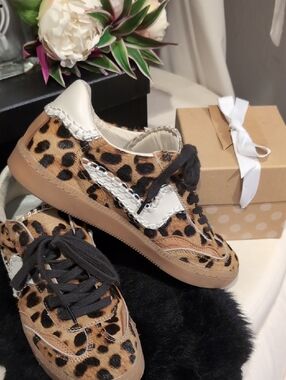 Dolce Vita Leopard-Print Sneakers with White Trim